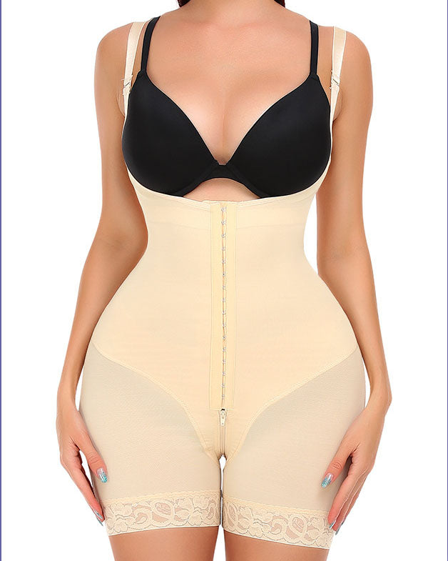 Mid-Thigh Tummy Control Butt Lifting Zipper Full Body Bodysuit