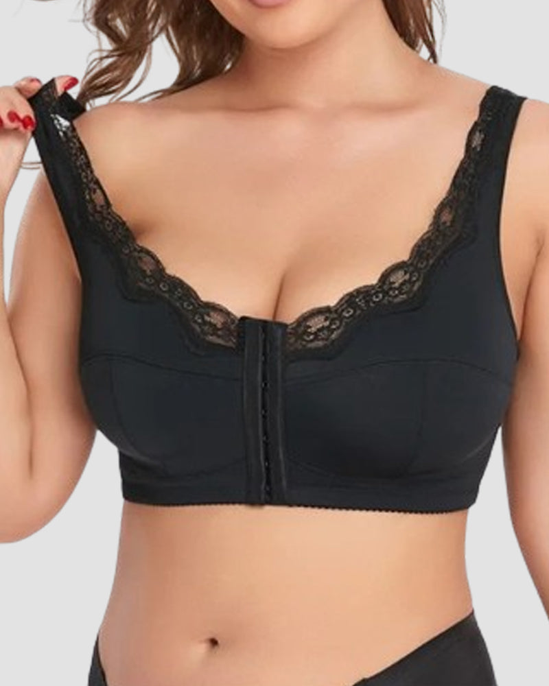 Wireless Plus Size Front Closure Bra Lace Full Coverage Back Support Nursing Bra