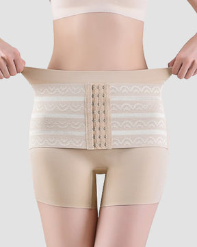 Mid-Rise Butt Lifter Double Layer Firm Tummy Control Body Shaper Shorts With Hooks Belt