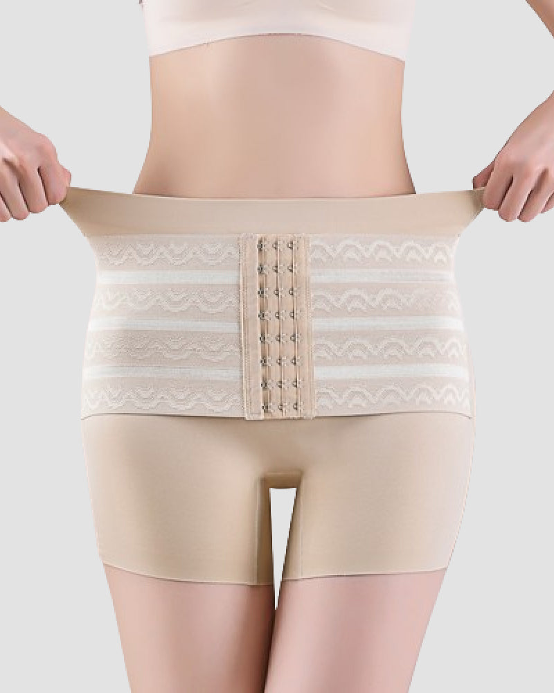 Pantalones cortos moldeadores de cuerpo con control de barriga firme de doble capa levantadores de glúteos de tiro medio con cinturón de ganchos