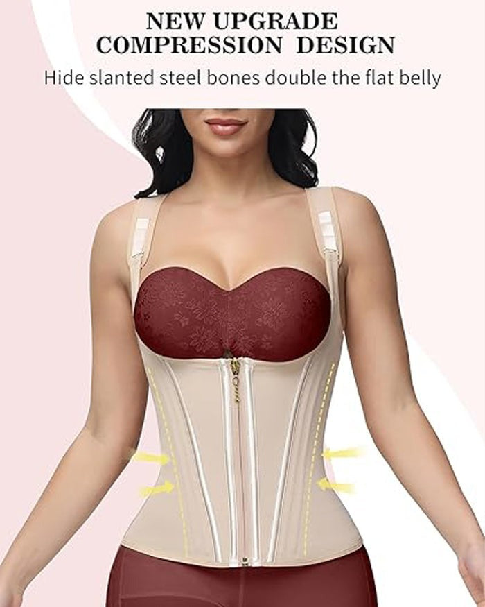 Waist Trainer for Women Body Shaper Corset Vest Tank Top with Steel Bones