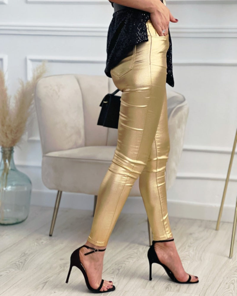 INS Style Multi-color High Waist Skinny Leather Pants for Women