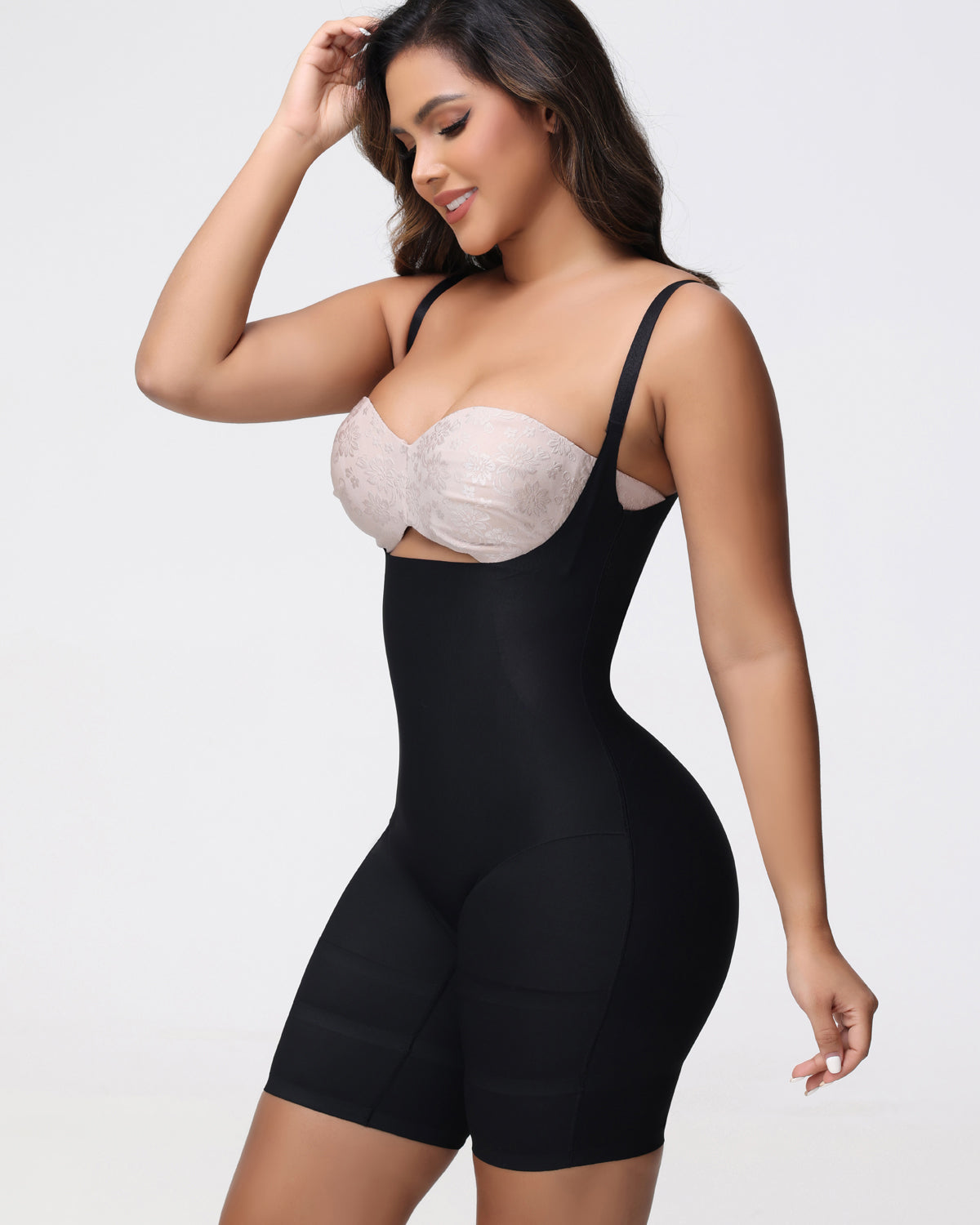 Shapshe® Open Bust Mid Thigh Bodysuit Seamless Sculpting Butt Lifter Shapewear