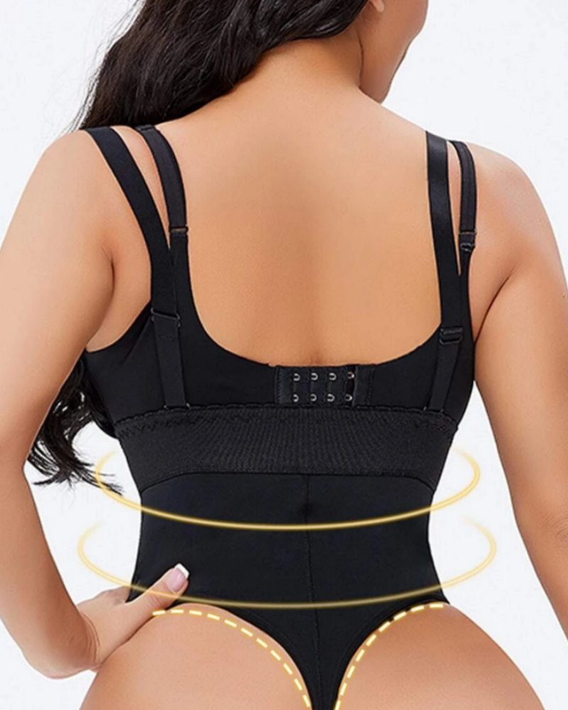 Sexy Lace Shapewear Bodysuits for Women Tummy Control Open Bust with Straps