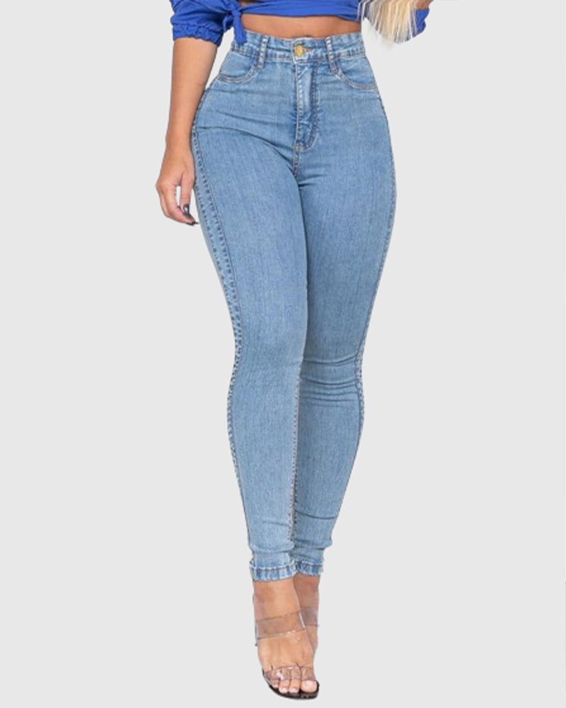 Skinny Jeans High Waist with Double Seams