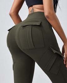 Tight Nude High Waist Hip Lifting Cargo Flared Yoga Pants