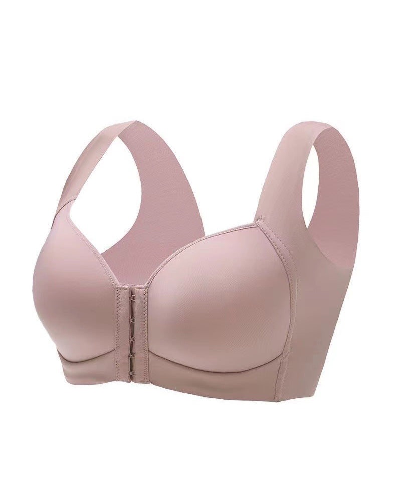 Women's Comfort Lift Front Closure Seamless Push Up Wireless Wide Strap Bra