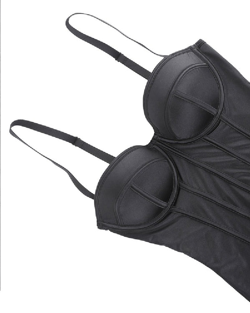 Shapshe® Women's Corset Thong Tummy Control Butt Lift Bodysuit Shapewear With Wired-Cup Bra