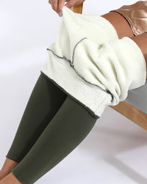 Women's Fleece Tights Warm Pants Lambskin Thickened Stretch Leggings