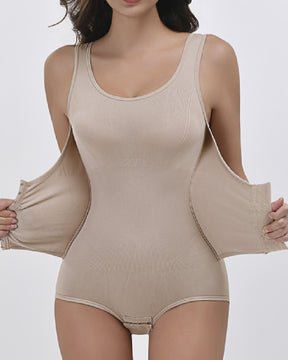 2 in 1 Seamless Double Tummy Control Corset Bodysuit Scoop Neck Tank Top Shapewear