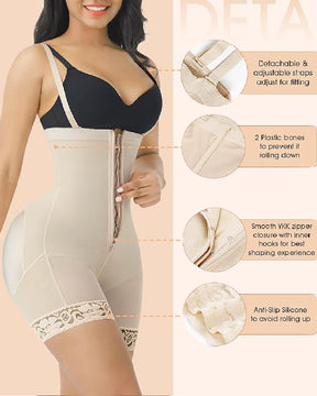 Women's High Compression Tummy Control Fajas Shapewear With Zipper Crotch