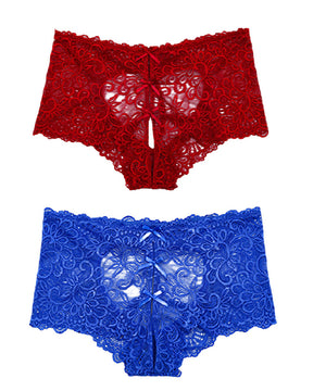 Women's Sexy Heart Hollow Jacquard Briefs Mid-Rise Lace Underwear