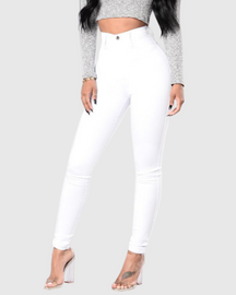 High-waisted Hip-hugging Oversized Elastic Skinny Washed Skinny Jeans