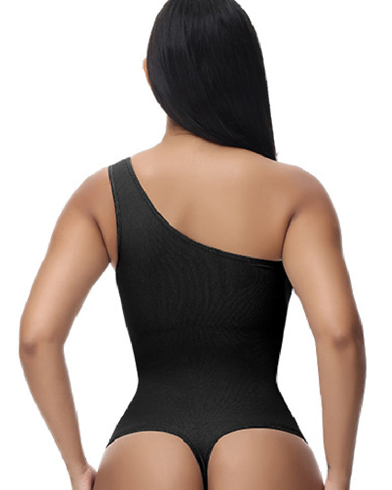 Shapshe® Sexy Ribbed One Shoulder Sleeveless Tank Top Tight Stretch Bodysuit
