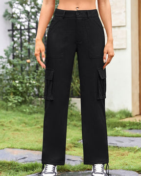 Women's Loose Casual Wide Leg High Waist Pocket Cargo Pants