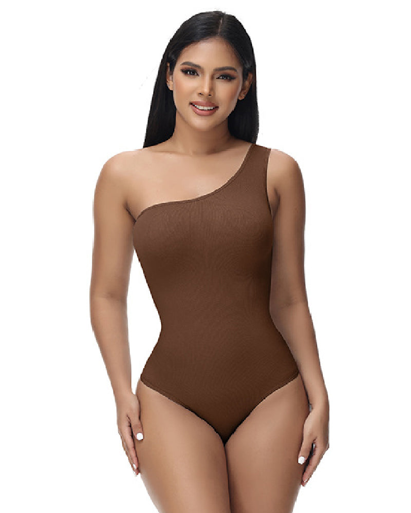 Shapshe® Sexy Ribbed One Shoulder Sleeveless Tank Top Tight Stretch Bodysuit