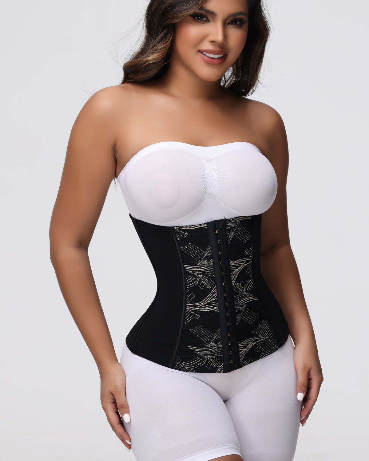 Hourglass Jacquard Everyday Corset Gold Buckle Best Waist Trainer