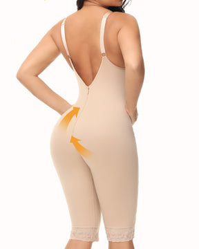 U Plunge Tummy Control Mid Thigh Bodysuit Seamless Full Body Fajas Shapewear