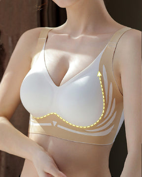 Seamless Contrast Color Wireless Soft Anti-sagging Push Up Sleep Bra