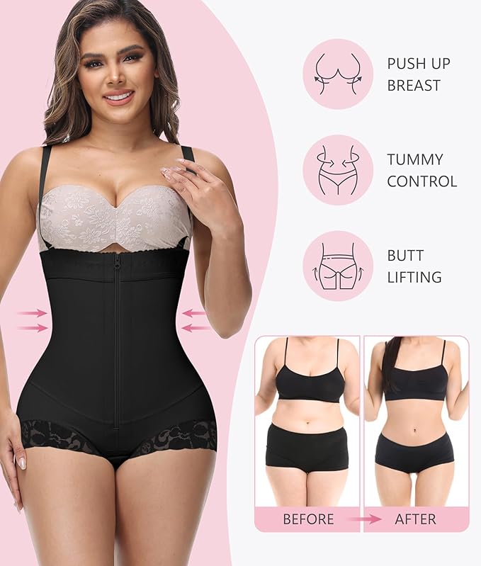 Shapshe® Fajas Colombianas Tummy Control Zipper Open Bust Compression Garment Shapewear