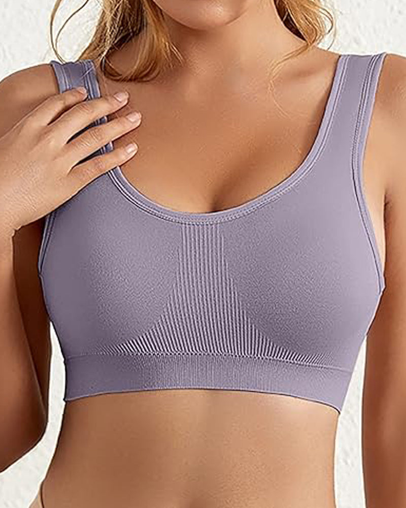 Seamless Push Up Wireless Shockproof Sports Bra Crop Top Breathable Yoga Bra