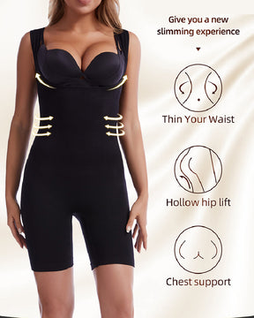 Seamless Open Bust Tummy Control Full Bodysuit Sleeveless Thigh Slimmer Shapewear