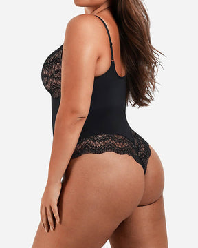 Low-back V-Neck Ultra-versatile Lace Bodysuit