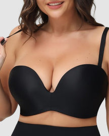 Wireless glossy push up strapless sexy plus size bra