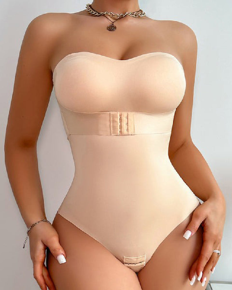 Women's Strapless Tummy Control One Piece Seamless Thong Shapewear Bodysuits