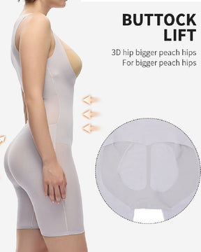 Seamless Open Bust Thigh Slimmer Bodysuit Elasticity Tummy Control Shapewear