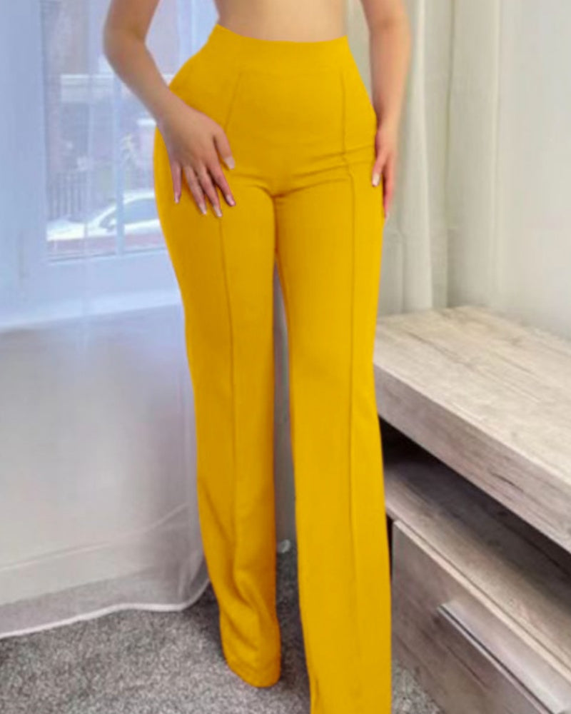 Slim High Waist Fashion Flared Pants