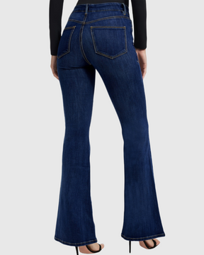 Simple and Versatile Elastic High Waist Flared Jeans