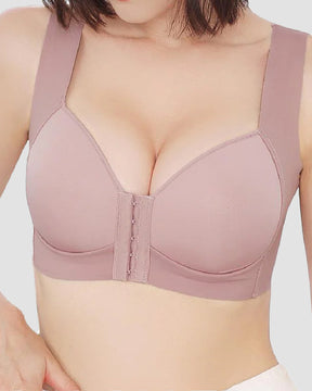 Women's Comfort Lift Front Closure Seamless Push Up Wireless Wide Strap Bra