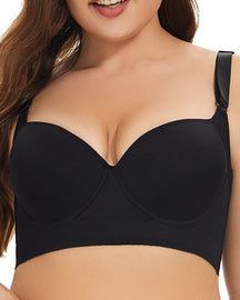 Smooth Seamless Memory Steel-Ring Deep V Push-Up Adjustable Bra