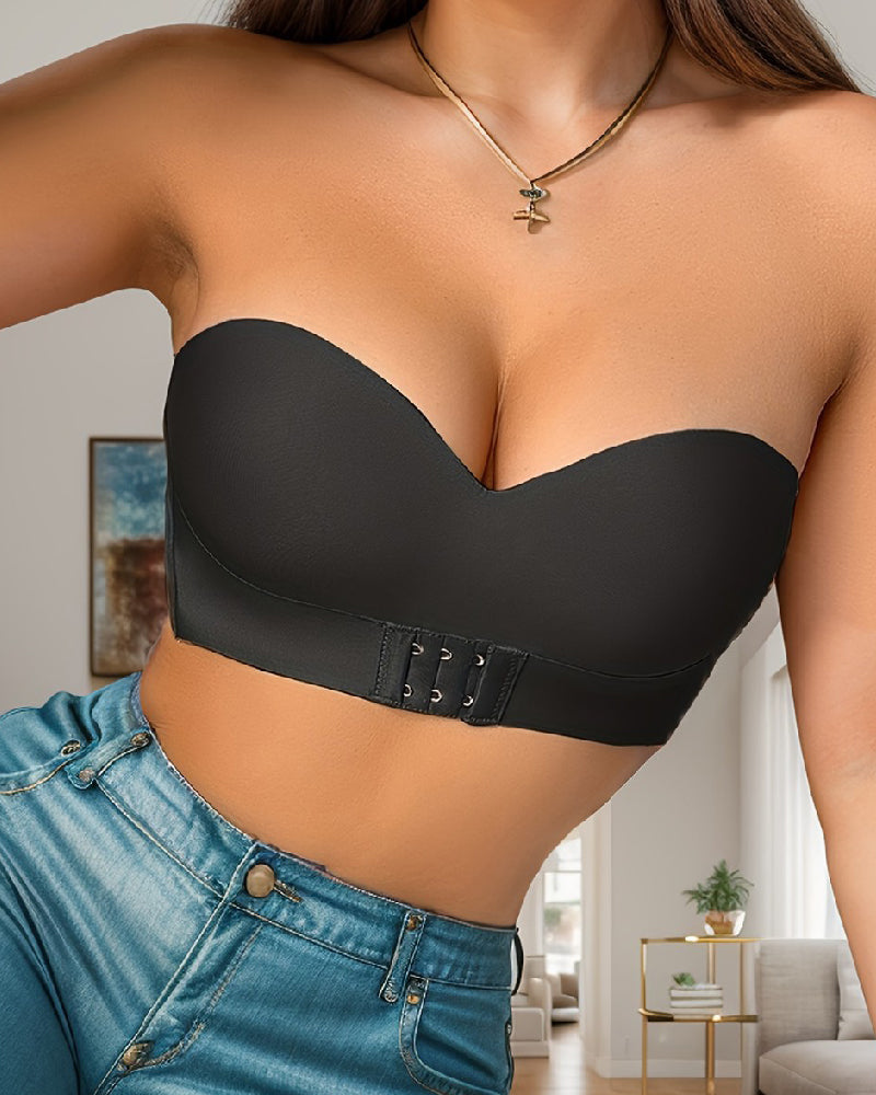 Women's Strapless Front Closure Bra Wireless Push Up Bandeau Bralette