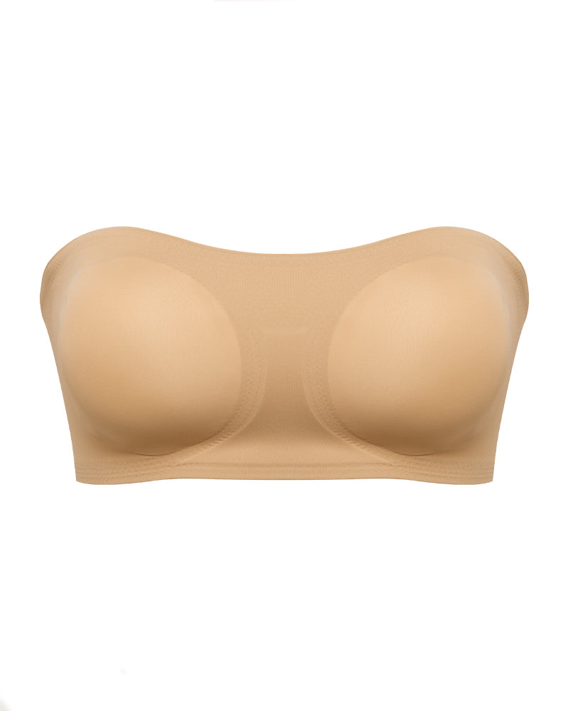 Comfy Push-Up Bandeau Bra Strapless Non-Slip Silicone Cross Side Buckle Bra