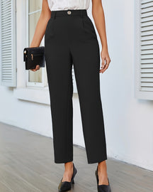 Women's Pleated Elastic Waist Anti-wrinkle Suit Pants