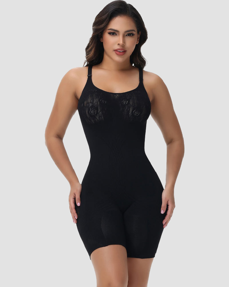 Shapshe® Rose Jacquard Thigh Slimmer Shapewear Seamless Sculpting Snatched Waist Bodysuit