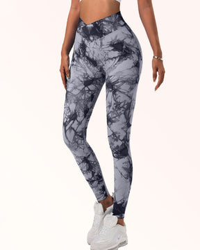 Leggings elásticos sin costuras con efecto tie-dye, pantalones deportivos de yoga con control de barriga