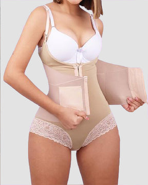 Thin Strap Double Tummy Control Shapewear Lace Hourglass Corset Bodysuit