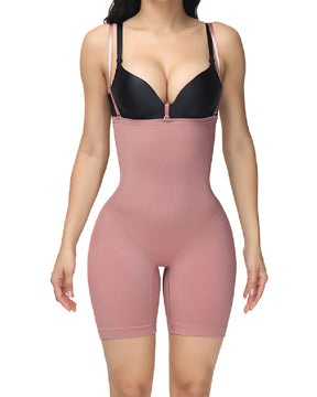 Seamless Open Bust Elastic Bodysuit Tummy Control Thigh Slimmer High Waist Shapewear