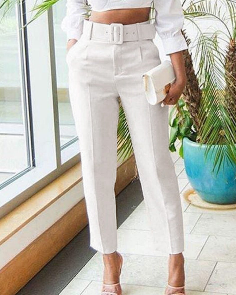 Women's High Waist Casual Slim Fit Suit Pants