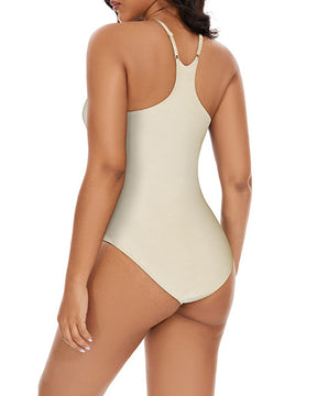 Women's Seamless Racerback Tummy Control Ribbed Solid Bodysuit Shapewear