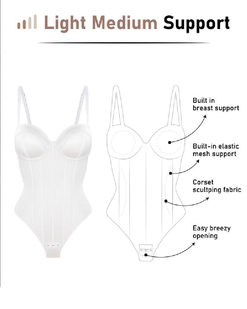 Shapshe® Women's Corset Thong Tummy Control Butt Lift Bodysuit Shapewear With Wired-Cup Bra
