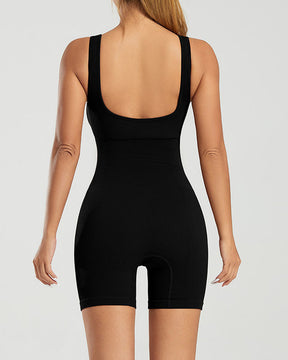 Seamless Ribbed Tummy Control Romper Sleeveless Tank Bodycon Yoga Jumpsuit