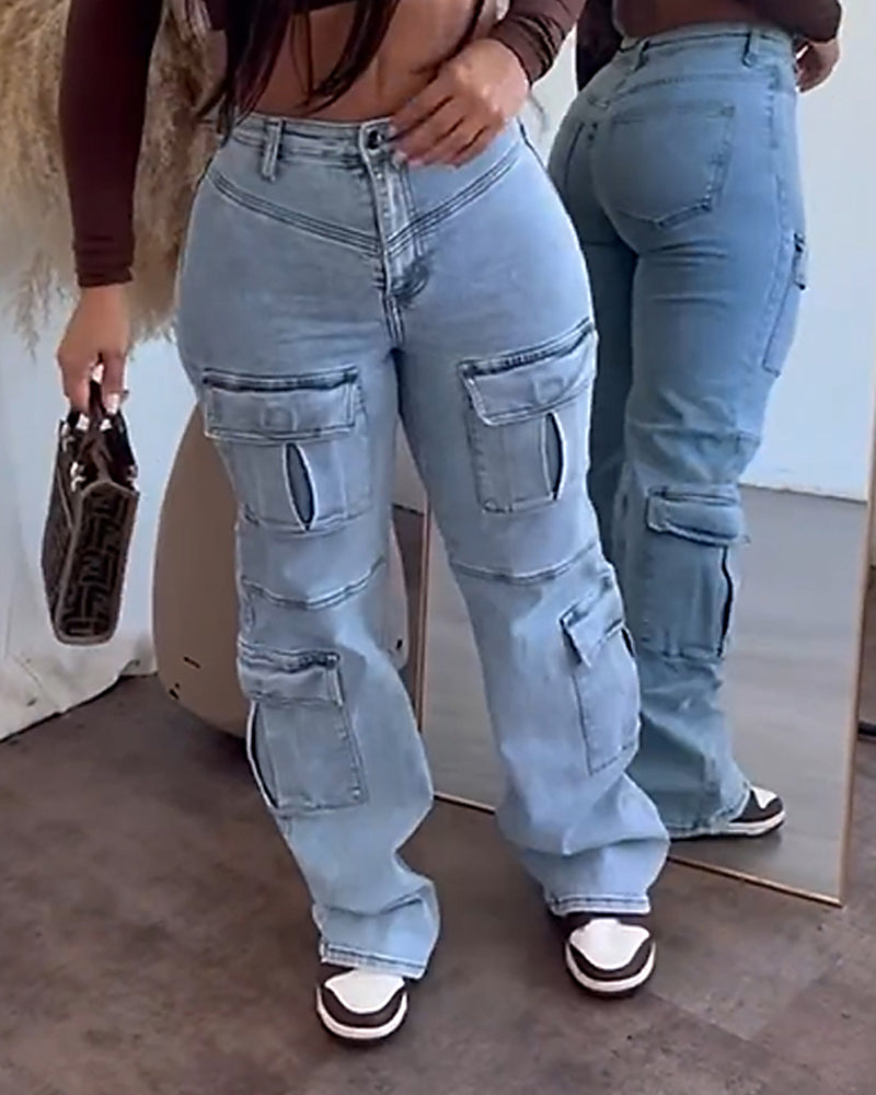 Shapshe® Work Style Multi-Pocket Cargo Jeans for Women