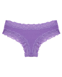 Sexy Mid-Rise Ribbed Cotton Panties Lace Stitching Comfy Lingerie