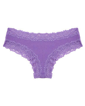 Sexy Mid-Rise Ribbed Cotton Panties Lace Stitching Comfy Lingerie