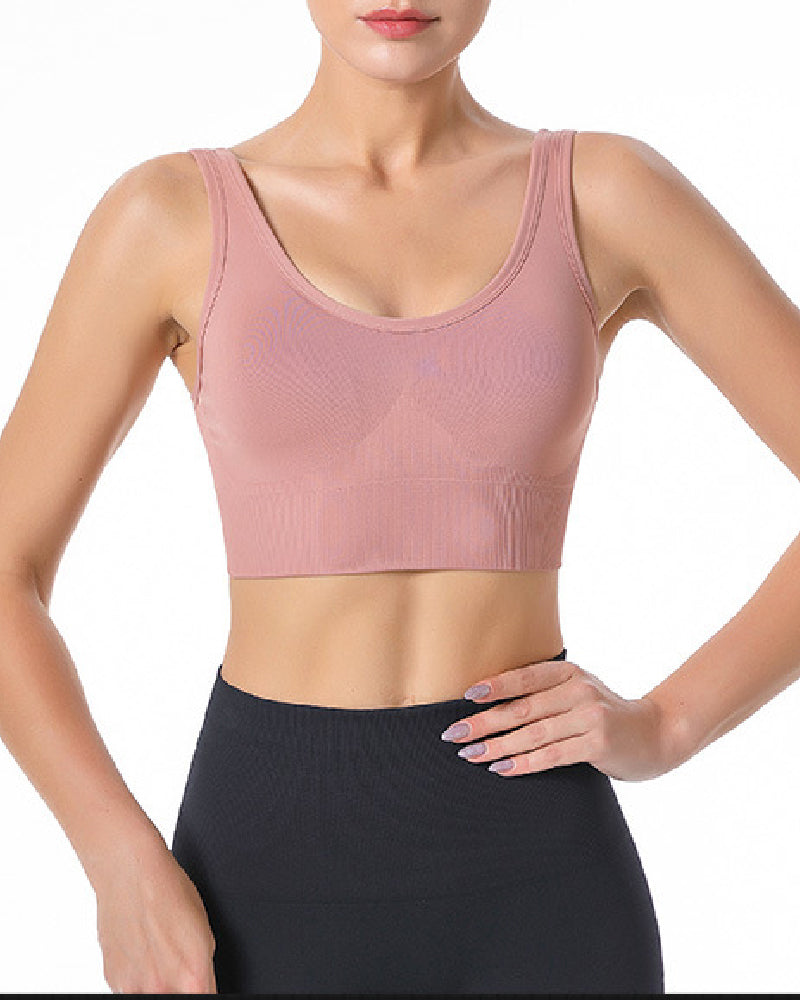 Women's Wireless High Support Adjustable Padded Push Up Crop Tank Top Sports Bra