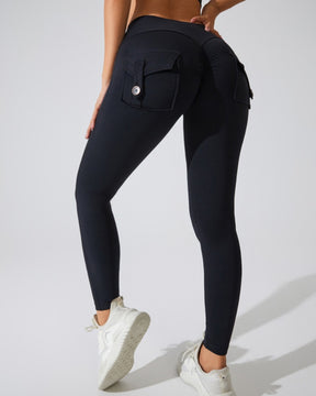 Peach Hip Fitness Leggings with Cargo Pockets